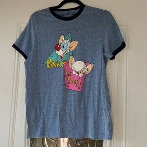 Pinky And The Brain T Shirt Mens S Blue Short Sleeve Logo